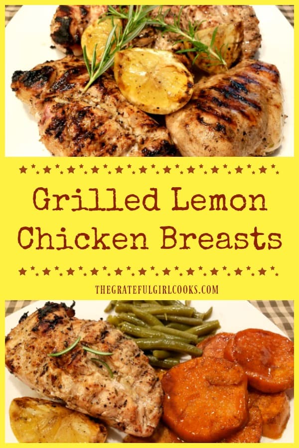 Fire up your BBQ and make delicious, grilled lemon chicken breasts! A flavorful lemon marinade coats the chicken, then it's grilled until done. EASY!