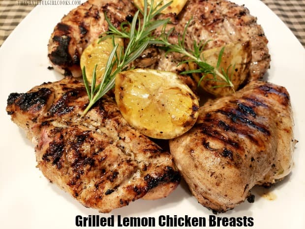 Fire up your BBQ and make delicious, grilled lemon chicken breasts! A flavorful lemon marinade coats the chicken, then it's grilled until done. EASY!