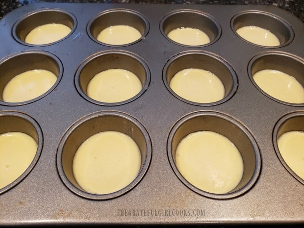 Mini Dutch babies are baked in standard sized muffin tins.