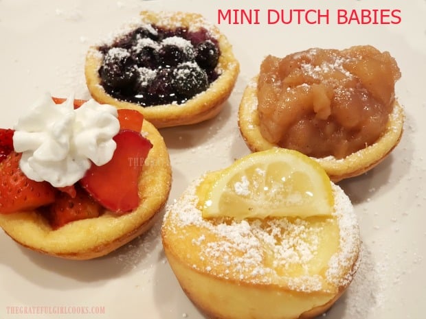 Mini Dutch Babies are simple to make, and will be a hit at any breakfast or brunch. Mix in blender, bake, then top with fruit fillings or maple syrup!