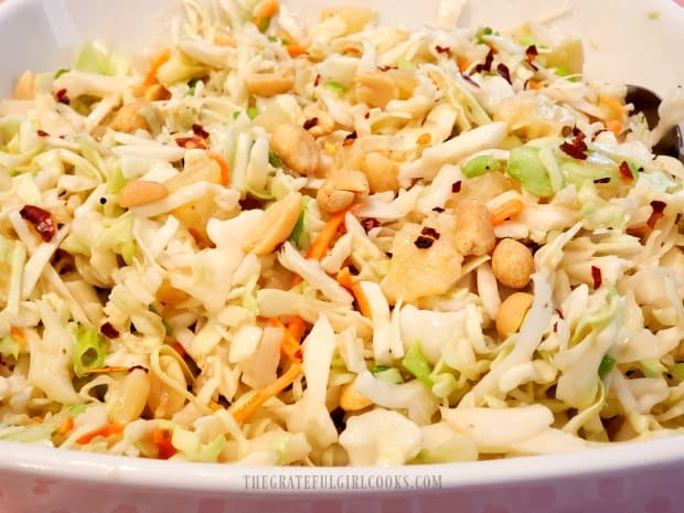 Pineapple peanut coleslaw is a delicious side dish... crunchy and sweet!