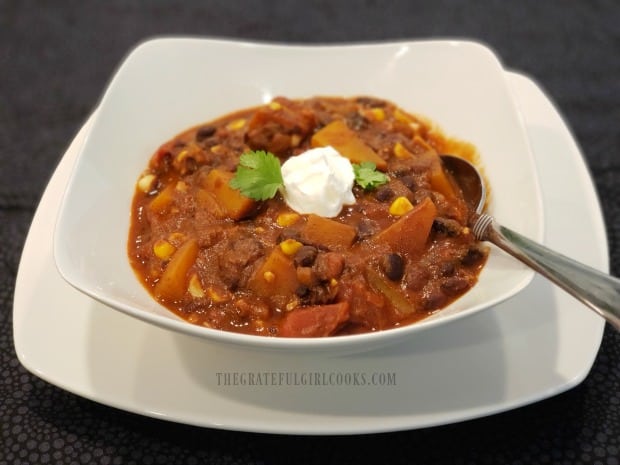 Black Bean Butternut Squash Chili, ready to enjoy!