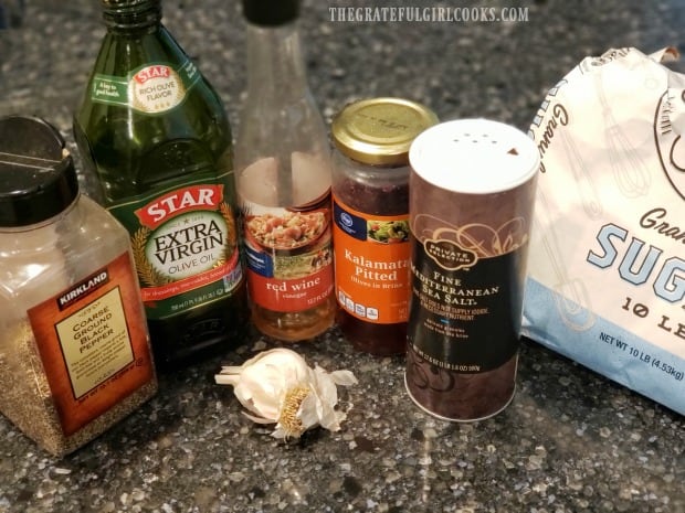 Getting the ingredients ready to make the salad dressing.