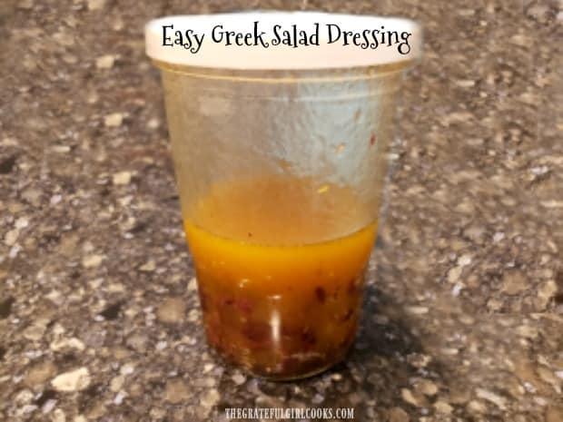 Make Easy Greek Salad Dressing in under 5 minutes. Use this delicious dressing (w/ chopped kalamata olives) on a favorite Greek or mixed green salad.
