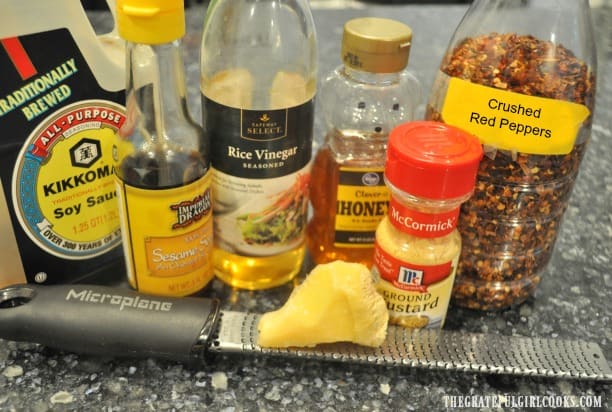 The ingredients are gathered to make the salad dressing.