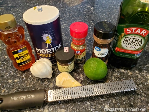 The ingredients used for the honey lime marinade.