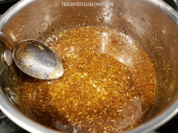 Once mixed, some honey lime sauce is removed to marinate the chicken pieces. 