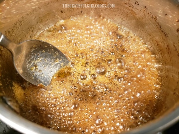 Remaining honey lime marinade is cooked down into a basting glaze for grilling..