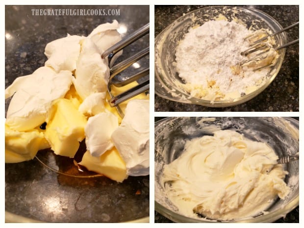 A cream cheese frosting is beaten together to frost the dessert bars.