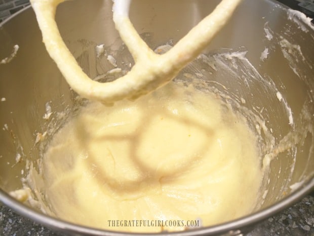 The wet ingredients for the cookie batter are mixed thoroughly.