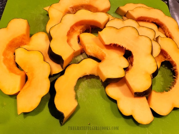 See the crescent-shaped acorn squash slices?