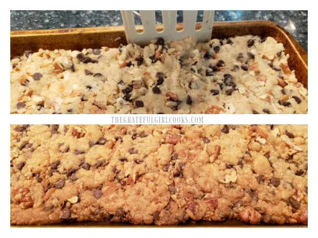 Dough is separated from sides of pan, then baked until crispy and golden brown.