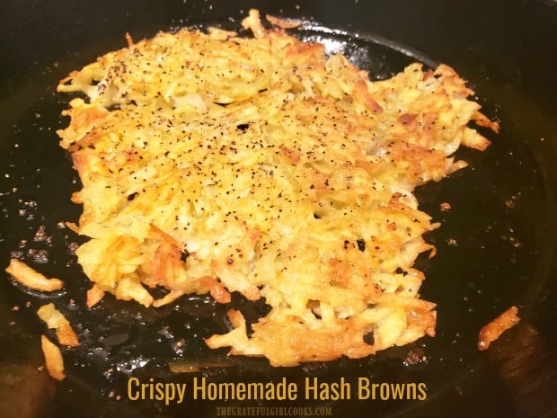 It's easy to make crispy homemade hash browns to serve with a favorite breakfast. Crunchy on the outside, & soft inside, they're DELICIOUS!