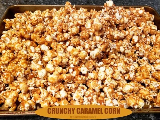 Learn how to make yummy, crunchy caramel corn at home! This delicious, easy treat is made with only a few ingredients and will be a big hit!