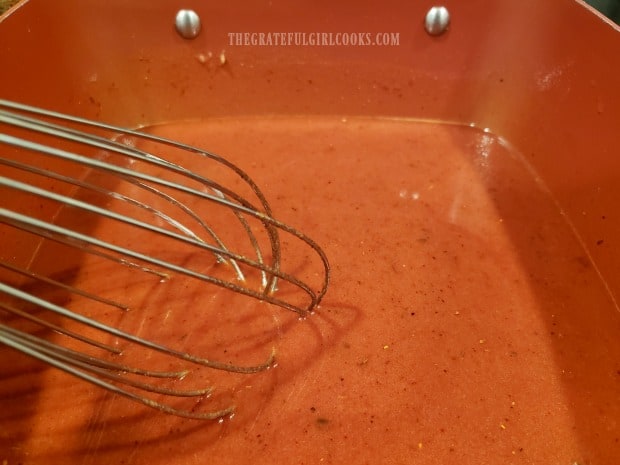 Sauce is cooked until blended and slightly thickened.