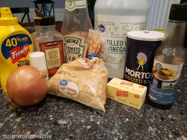 The ingredients used to make BBQ sauce for chicken.