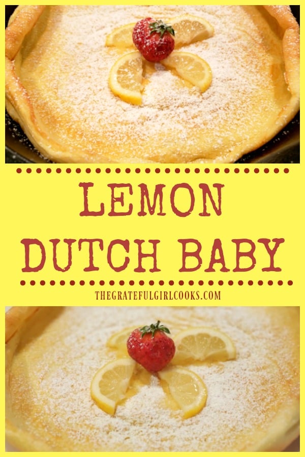 Make a Lemon Dutch Baby (serves 4) in only a few minutes! Ingredients for this fluffy German pancake are blended, then baked in a skillet!