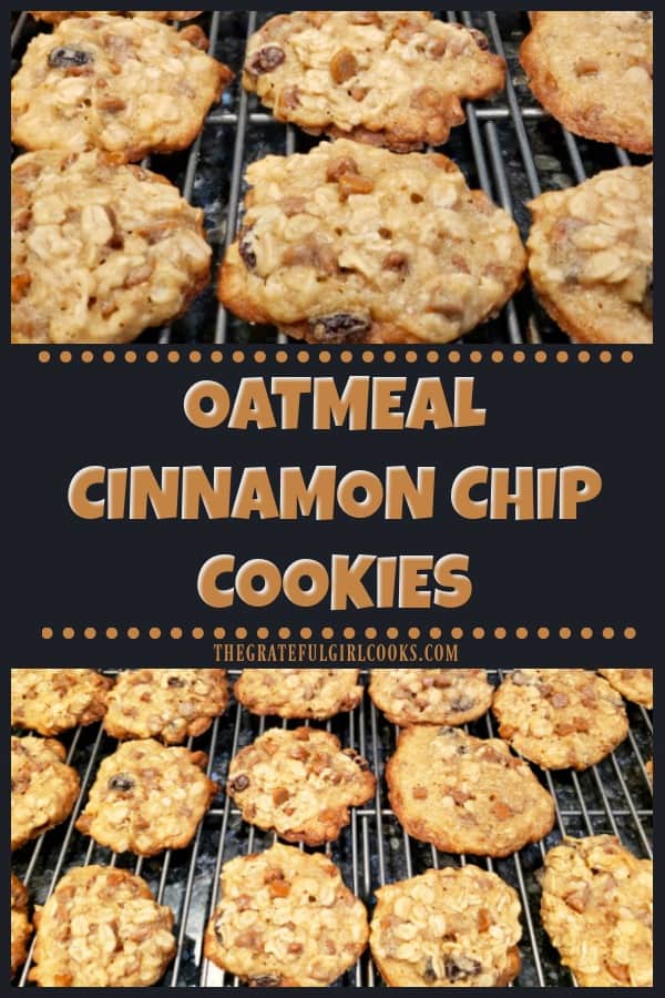 Make a batch of 4 dozen delicious Oatmeal Cinnamon Chip Cookies (with raisins), for family or friends to enjoy! Easy, chewy, and so yummy!