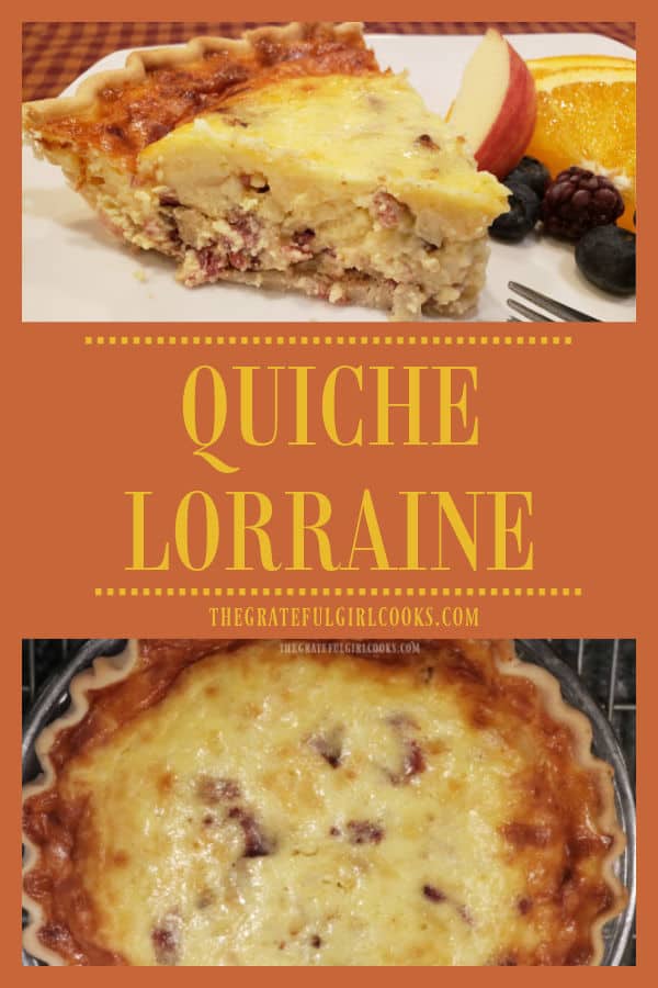 Quiche Lorraine is delicious for breakfast, lunch or dinner! Easy to make, and filled with bacon, eggs, and cheese... you're gonna love it!
