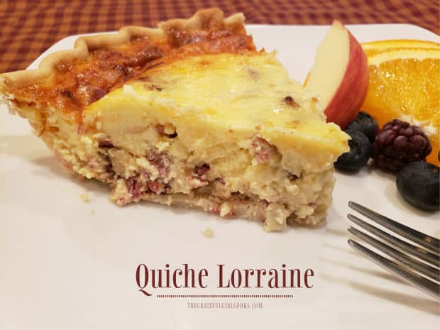 Quiche Lorraine is delicious for breakfast, lunch or dinner! Easy to make, and filled with bacon, eggs, and cheese... you're gonna love it!