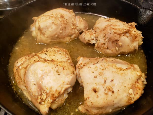 When done, the chicken will be transferred out of the skillet while sauce cooks.