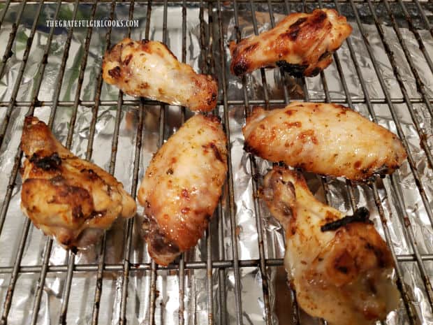 Chicken wings are broiled after baking, to brown them up more.