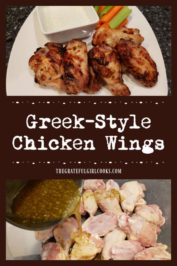 Greek-Style Chicken Wings can be oven-baked, or cooked in an air fryer! Marinated wings are served with homemade tzatziki sauce for dipping.