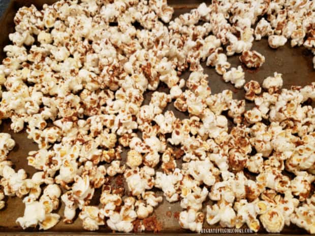 Popcorn Italiano is baked for 13-15 minutes in a 13"x9" pan.