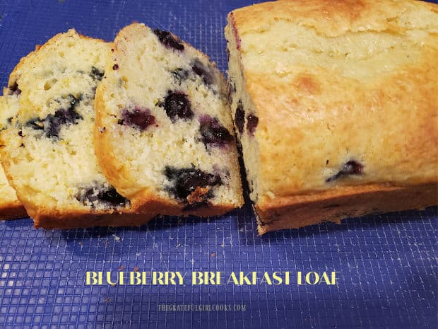 A Blueberry Breakfast Loaf is easy to make, moist, delicious, filled with juicy sweet blueberries, and is ready to bake in 10 minutes.