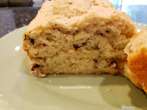 A peek at the inside of the sun-dried tomato Parmesan bread, after slicing.