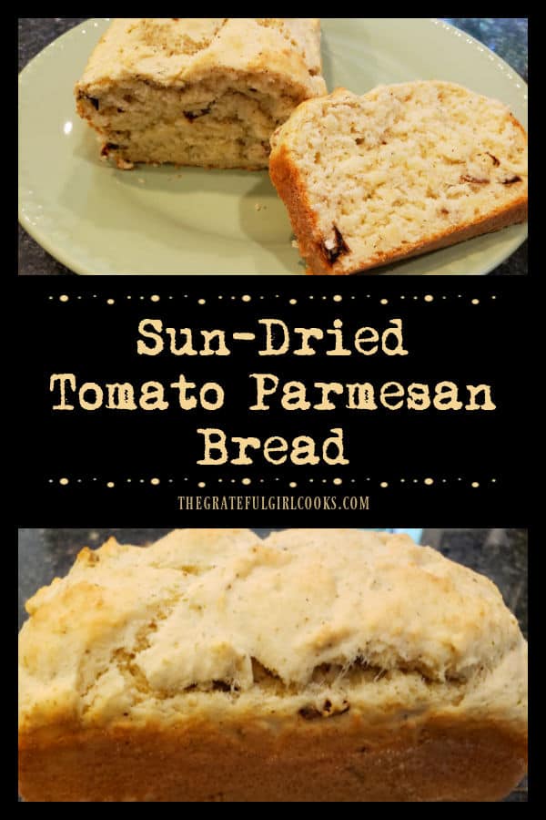 Make a loaf of Italian-inspired Sun-Dried Tomato Parmesan Bread. Easy to make, 10 minutes prep and into the oven it goes for 30 minutes! 