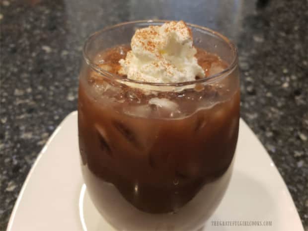 Cinnamon mocha coffee can also be served over ice for a delicious cold drink.