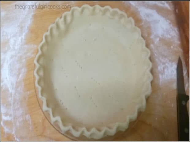 The pie crust has been prepared for the pie filling.