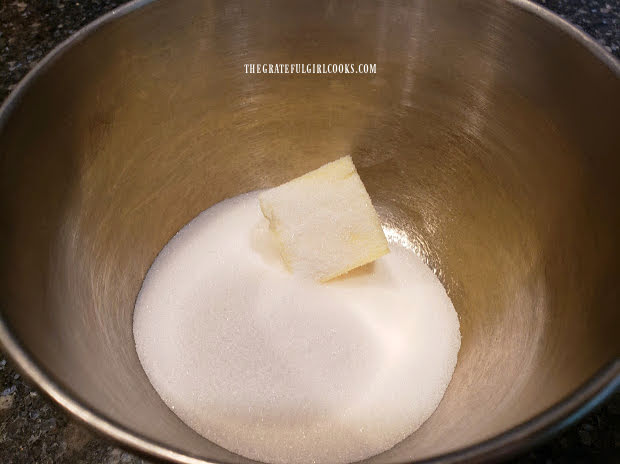 Softened butter and granulated sugar will be creamed together to begin making the batter.