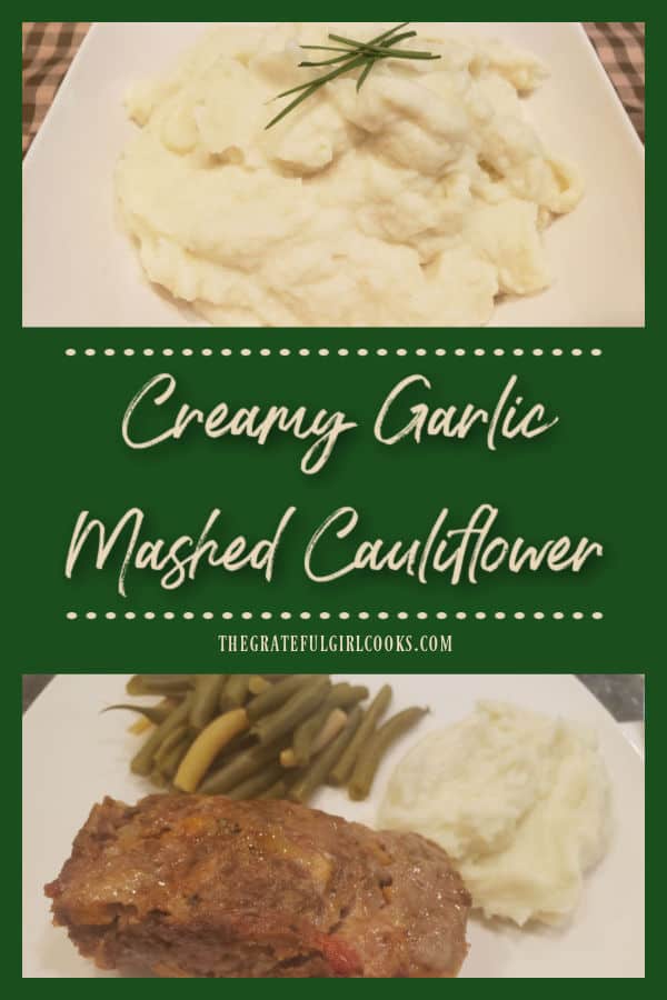 If you like mashed potatoes, you'll enjoy Creamy Garlic Mashed CAULIFLOWER! Seasoned with garlic & onions, this healthy side dish is amazing!