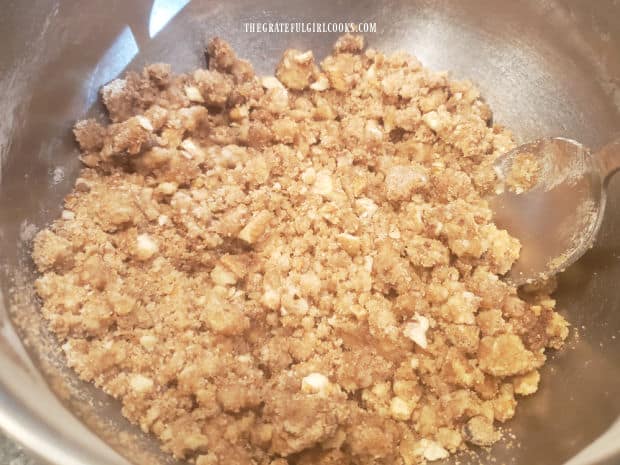 After being combined, the streusel topping is ready to add to the muffin batter.