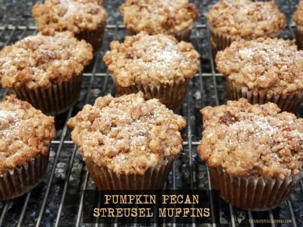 Pumpkin Pecan Streusel Muffins are full of pumpkin spice flavor and topped with a buttery pecan streusel. You'll love these yummy muffins!