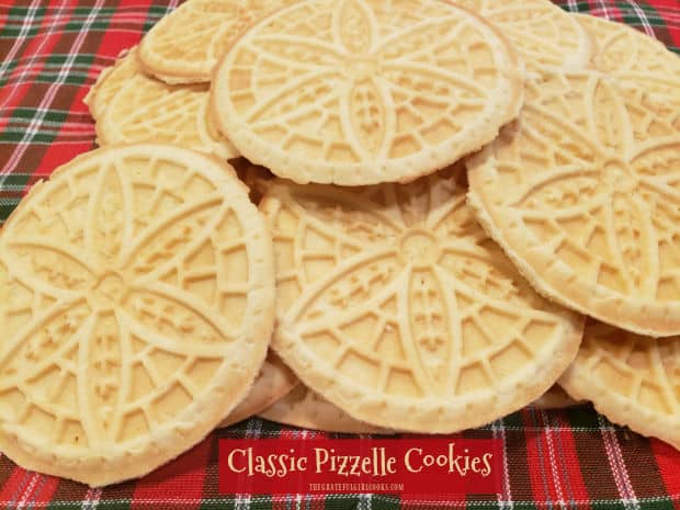 Classic pizzelle cookies are beautiful, delicious treats made in a pizzelle press. They are light, crisp, and imprinted with amazing designs!
