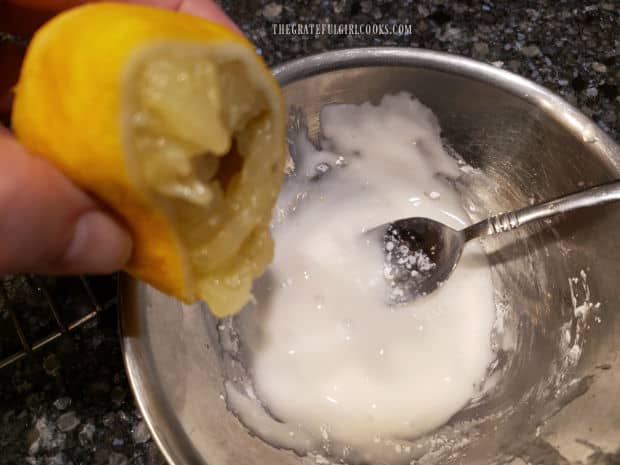 Fresh lemon juice is combined with powdered sugar to make a drizzle for the cookies.