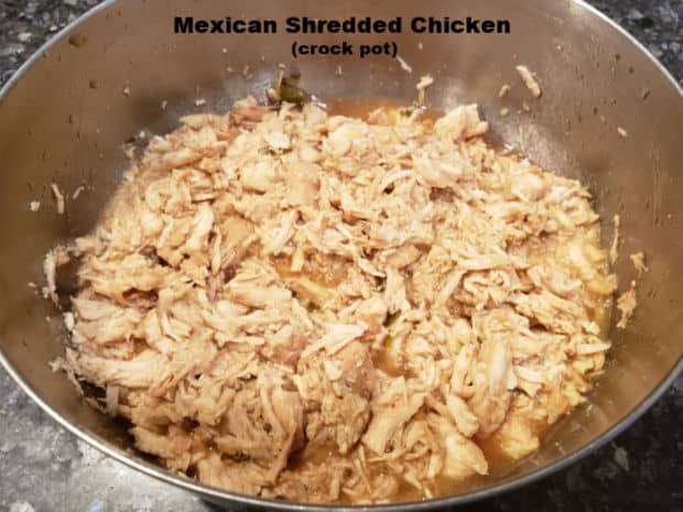 Make Mexican Shredded Chicken in a crock pot to use in tacos, burritos, quesadillas, taco salads, enchiladas, etc. It's easy to make and delicious!