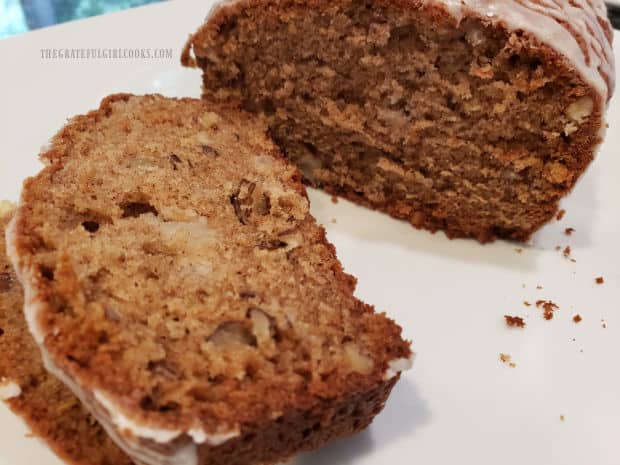 A peek at the inside of the loaf, and a slice of pear pecan bread.