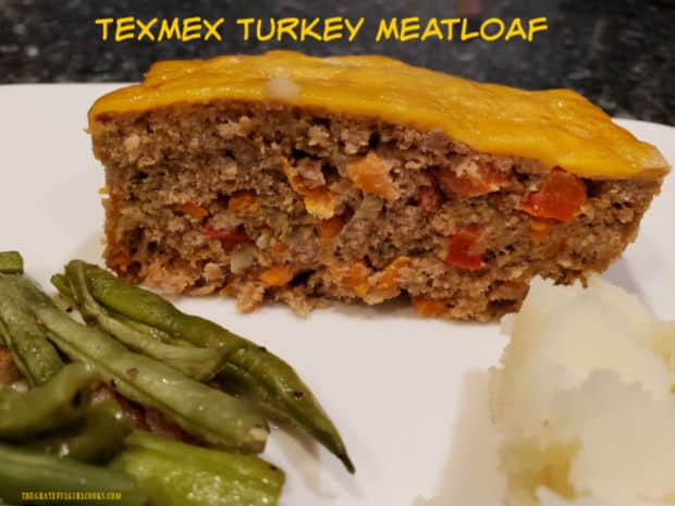 Make a yummy, cheese-topped TexMex Turkey Meatloaf, with onion, bell pepper, and Mexican spices. This EASY TO MAKE main dish has great FLAVOR!