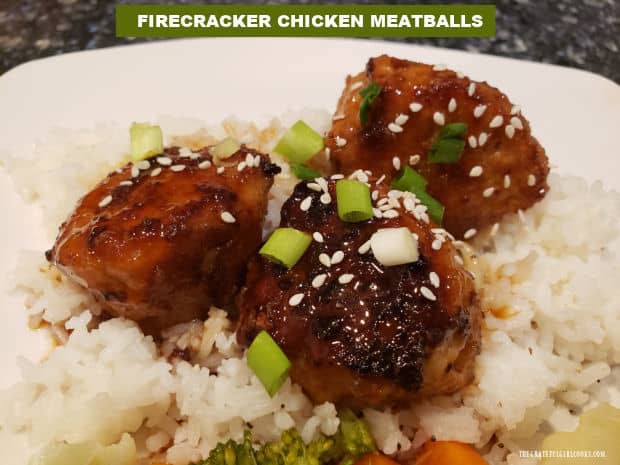 Make a dozen easy, delicious Firecracker Chicken Meatballs. Well-seasoned meatballs are browned, then served, covered in a sweet/spicy sauce!