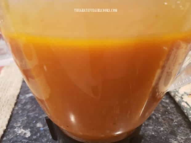 Once fully blended, the French dressing is creamy and smooth.