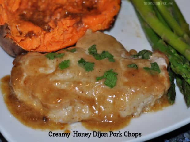 Creamy Honey Dijon Pork Chops are easy to prepare pork cutlets which are pan-seared, then covered with a simple, delicious honey Dijon sauce.