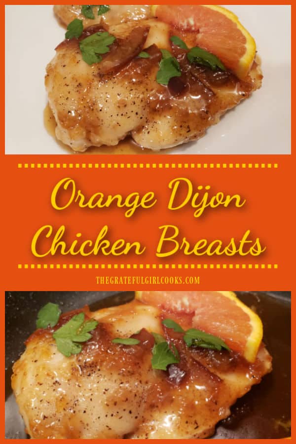 Orange Dijon Chicken Breasts are delicious, and are so easy to make! Chicken breasts are pan-seared, then covered in a simple orange sauce.