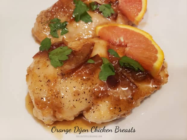 Orange Dijon Chicken Breasts are delicious, and are so easy to make! Chicken breasts are pan-seared, then covered in a simple orange sauce.
