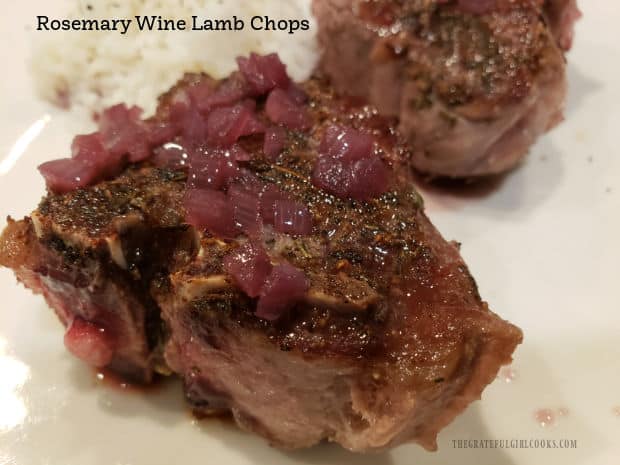 Rosemary Wine Lamb Chops are a delicious main dish. Well-seasoned chops are pan-seared, then topped with a simple red wine reduction sauce.