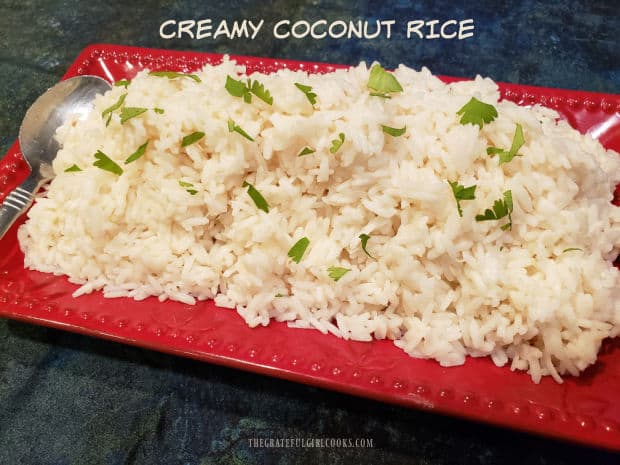 Creamy Coconut Rice is prepared with coconut oil, coconut milk and shredded coconut, and is a wonderfully flavored side dish you'll enjoy!