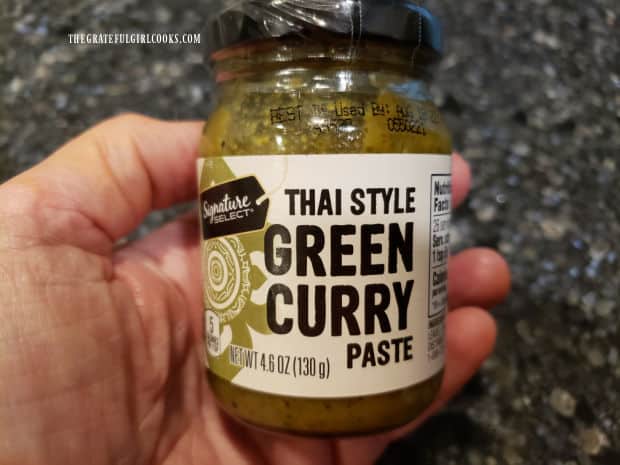 Thai green curry paste is used to season the sauce for the steamed mussels.